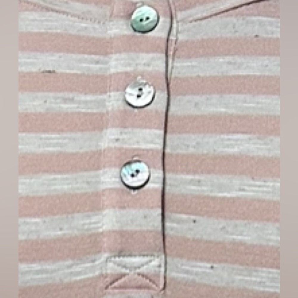 LOGO by Lori Goldstein Pink and White Striped Slub Henley
Top with Embroidery 1X - Picture 9 of 16